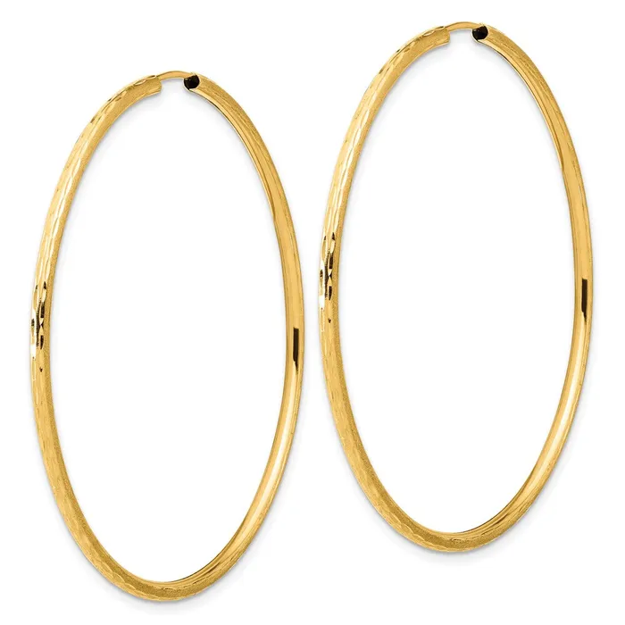 Qgold Earrings 14k Yellow Gold 2 mm Endless Hoop Earrings 285 grams Qgold Earrings 14k Yellow Gold 2 mm Endless Hoop Earrings 285 grams