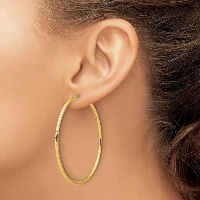 Qgold Earrings 14k Yellow Gold 2 mm Endless Hoop Earrings 285 grams Qgold Earrings 14k Yellow Gold 2 mm Endless Hoop Earrings 285 grams