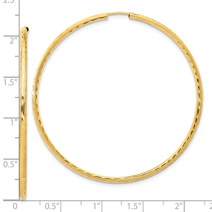 Qgold Earrings 14k Yellow Gold 2 mm Endless Hoop Earrings 285 grams Qgold Earrings 14k Yellow Gold 2 mm Endless Hoop Earrings 285 grams