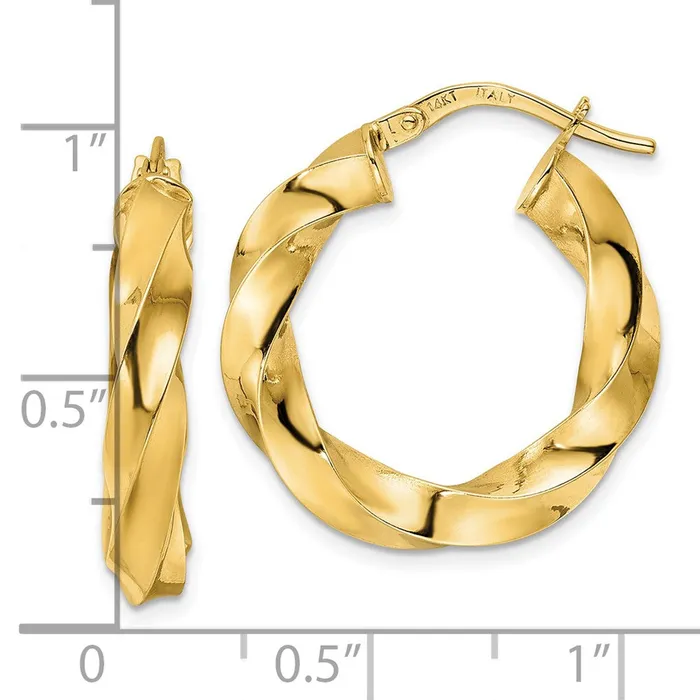 Qgold Earrings 14k Yellow Gold 216 mm Polished Twisted Hoop Earrings 234 grams Qgold Earrings 14k Yellow Gold 216 mm Polished Twisted Hoop Earrings 234 grams