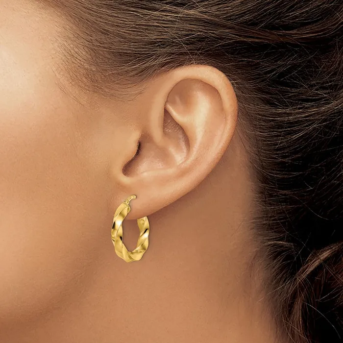 Qgold Earrings 14k Yellow Gold 216 mm Polished Twisted Hoop Earrings 234 grams Qgold Earrings 14k Yellow Gold 216 mm Polished Twisted Hoop Earrings 234 grams