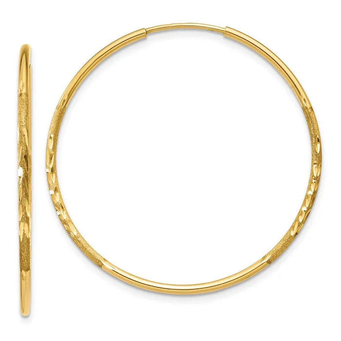 Qgold Earrings 14k Yellow Gold 30 mm Diamondcut Endless Hoop Earring 076 grams Qgold Earrings 14k Yellow Gold 30 mm Diamondcut Endless Hoop Earring 076 grams