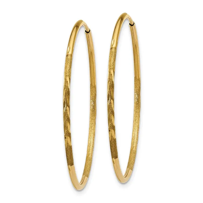 Qgold Earrings 14k Yellow Gold 30 mm Diamondcut Endless Hoop Earring 076 grams