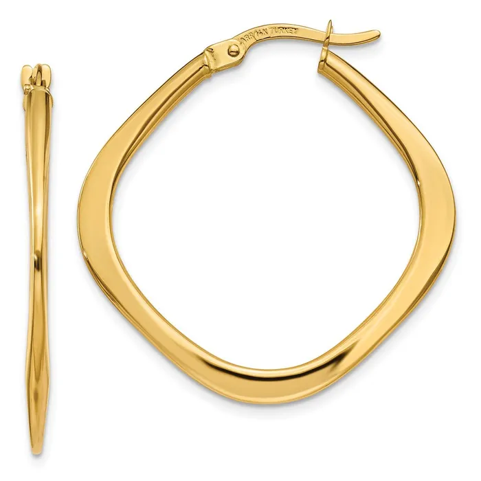 Qgold Earrings 14k Yellow Gold 30 mm Tapered Square Hoop Earrings 193 grams Qgold Earrings 14k Yellow Gold 30 mm Tapered Square Hoop Earrings 193 grams