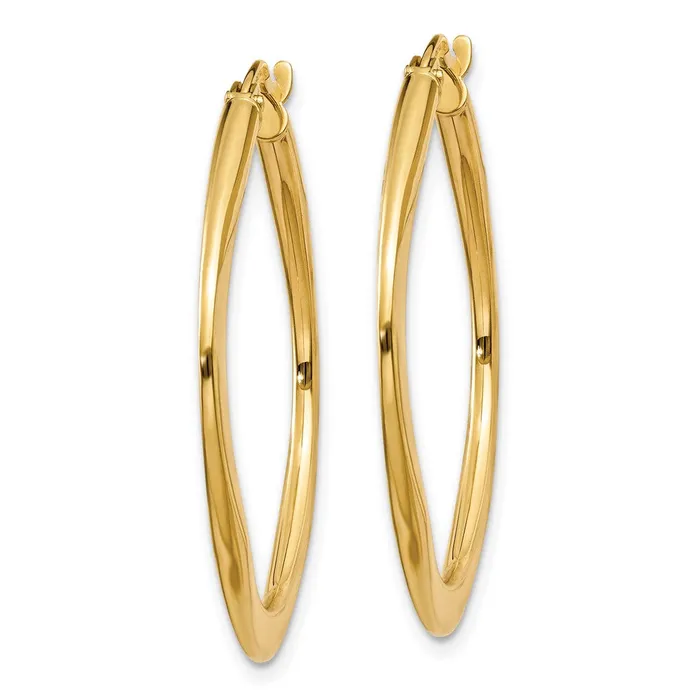 Qgold Earrings 14k Yellow Gold 30 mm Tapered Square Hoop Earrings 193 grams