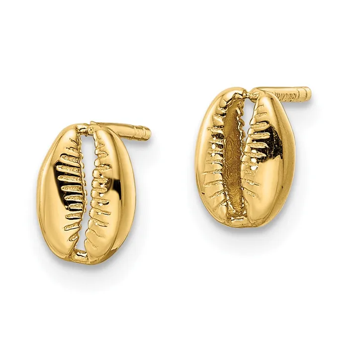 Qgold Earrings 14k Yellow Gold 52 mm Polished Shell Post Earrings 109 grams Qgold Earrings 14k Yellow Gold 52 mm Polished Shell Post Earrings 109 grams
