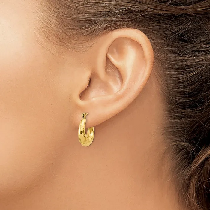 Qgold Earrings 14k Yellow Gold 5 mm red Fancy Hollow Hoop Earrings 223 grams Qgold Earrings 14k Yellow Gold 5 mm red Fancy Hollow Hoop Earrings 223 grams