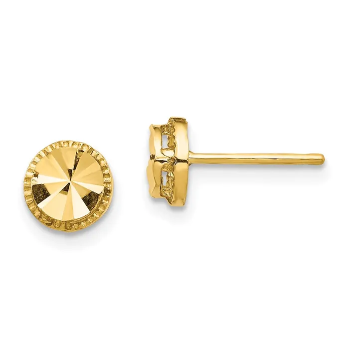Qgold Earrings 14k Yellow Gold 625 mm DiamondCut Round Post Earrings 098 grams Qgold Earrings 14k Yellow Gold 625 mm DiamondCut Round Post Earrings 098 grams
