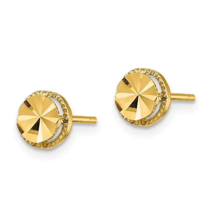 Qgold Earrings 14k Yellow Gold 625 mm DiamondCut Round Post Earrings 098 grams Qgold Earrings 14k Yellow Gold 625 mm DiamondCut Round Post Earrings 098 grams