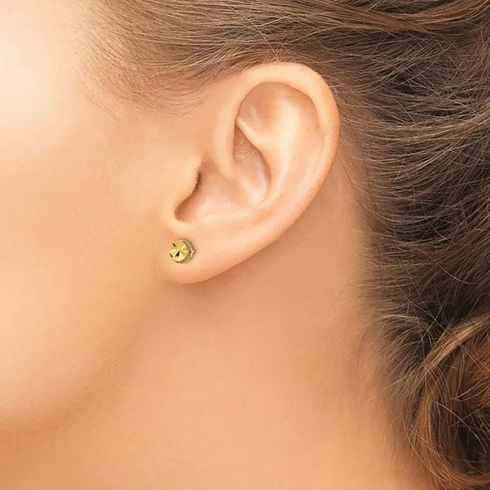 Qgold Earrings 14k Yellow Gold 625 mm DiamondCut Round Post Earrings 098 grams Qgold Earrings 14k Yellow Gold 625 mm DiamondCut Round Post Earrings 098 grams