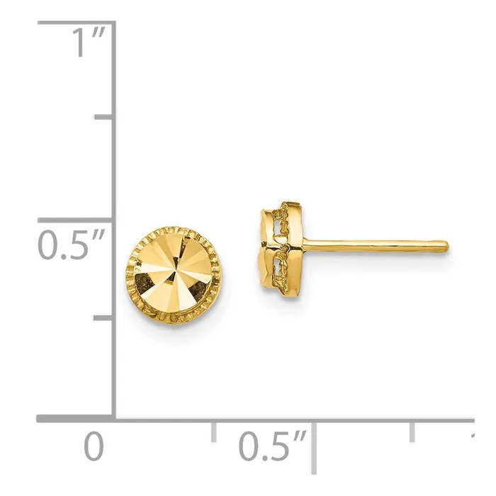 Qgold Earrings 14k Yellow Gold 625 mm DiamondCut Round Post Earrings 098 grams Qgold Earrings 14k Yellow Gold 625 mm DiamondCut Round Post Earrings 098 grams