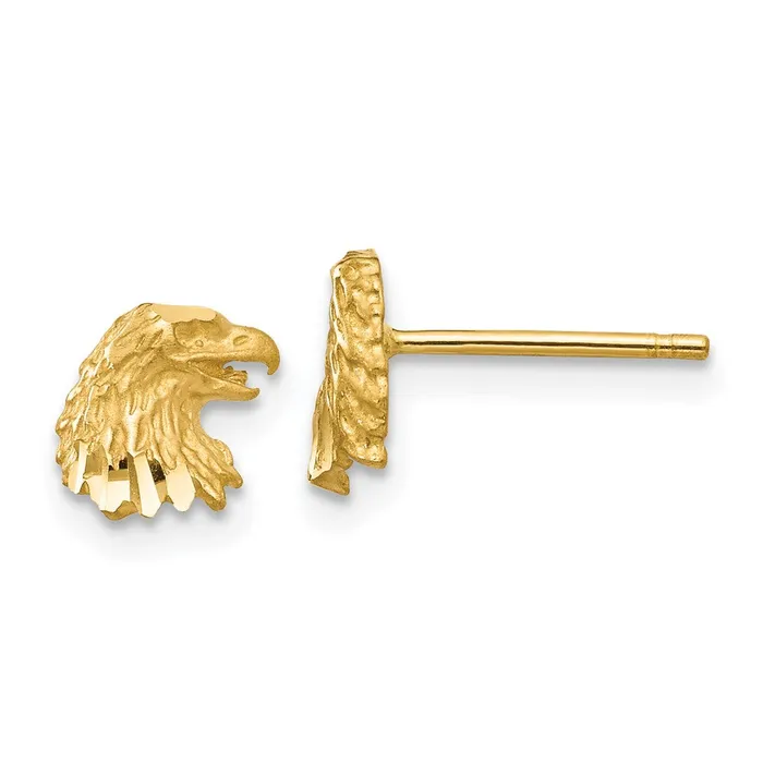 Qgold Earrings 14k Yellow Gold 6 mm Diamondcut Eagle Earrings 09 grams