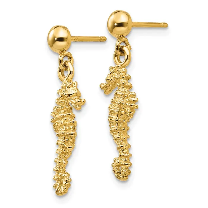 Qgold Earrings 14k Yellow Gold 8 mm Seahorse Dangle Earrings 248 grams Qgold Earrings 14k Yellow Gold 8 mm Seahorse Dangle Earrings 248 grams