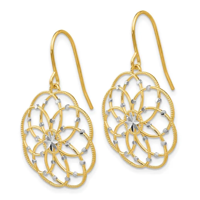 Qgold Earrings 14k Yellow Rhodium 20 mm Diamondcut Fancy Shepherd Hook Earrings 18 grams