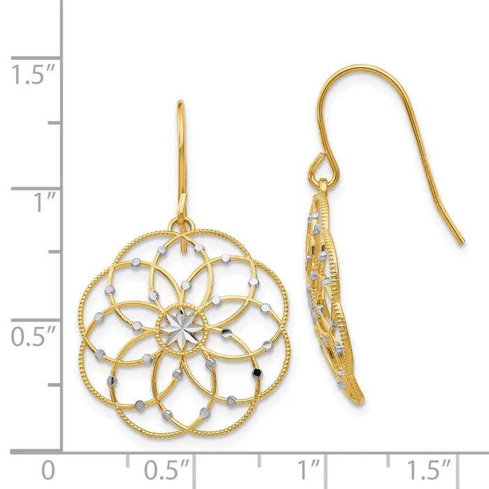 Qgold Earrings 14k Yellow Rhodium 20 mm Diamondcut Fancy Shepherd Hook Earrings 18 grams