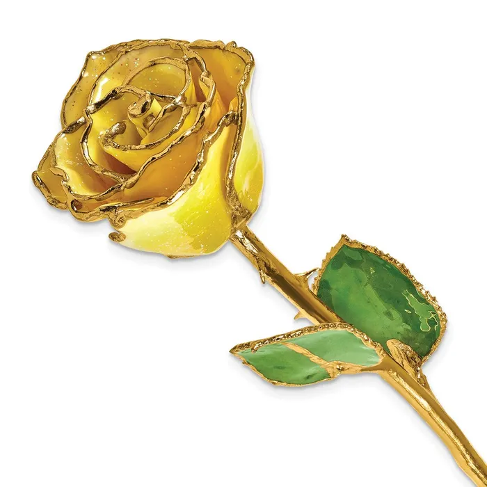 Qgold Earrings Lacquer Dipped Gold Trim Yellow Diamond Rose