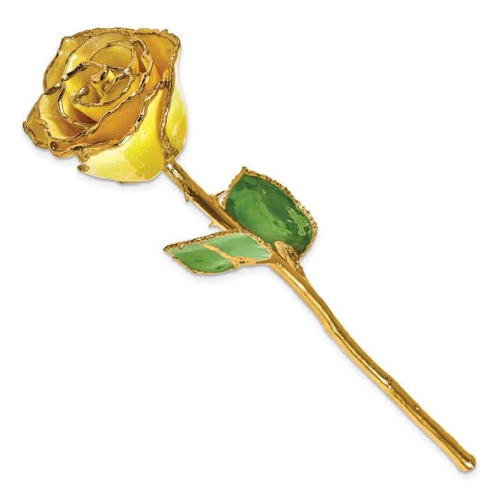 Qgold Earrings Lacquer Dipped Gold Trim Yellow Diamond Rose
