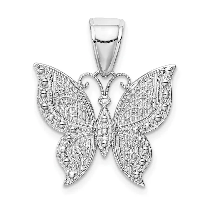 Qgold Necklaces 10k White Gold 193 mm Butterfly Pendant 145 grams