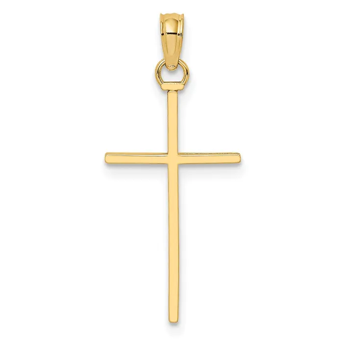 Qgold Necklaces 10k Yellow Gold 11 mm Polished Cross Pendant 045 grams