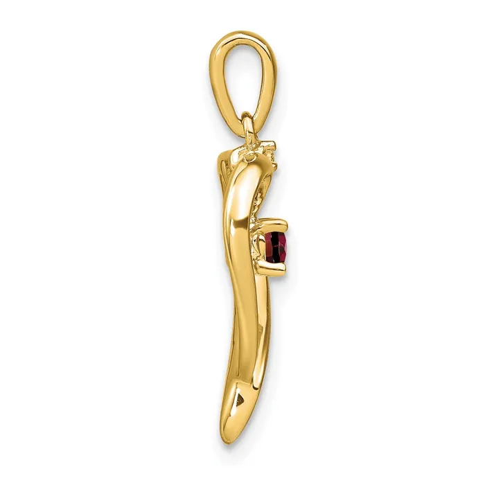 Qgold Necklaces 14k Garnet and Diamond Heart Pendant 175 grams Qgold Necklaces 14k Garnet and Diamond Heart Pendant 175 grams