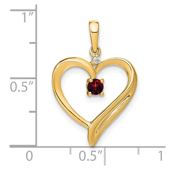 Qgold Necklaces 14k Garnet and Diamond Heart Pendant 175 grams Qgold Necklaces 14k Garnet and Diamond Heart Pendant 175 grams