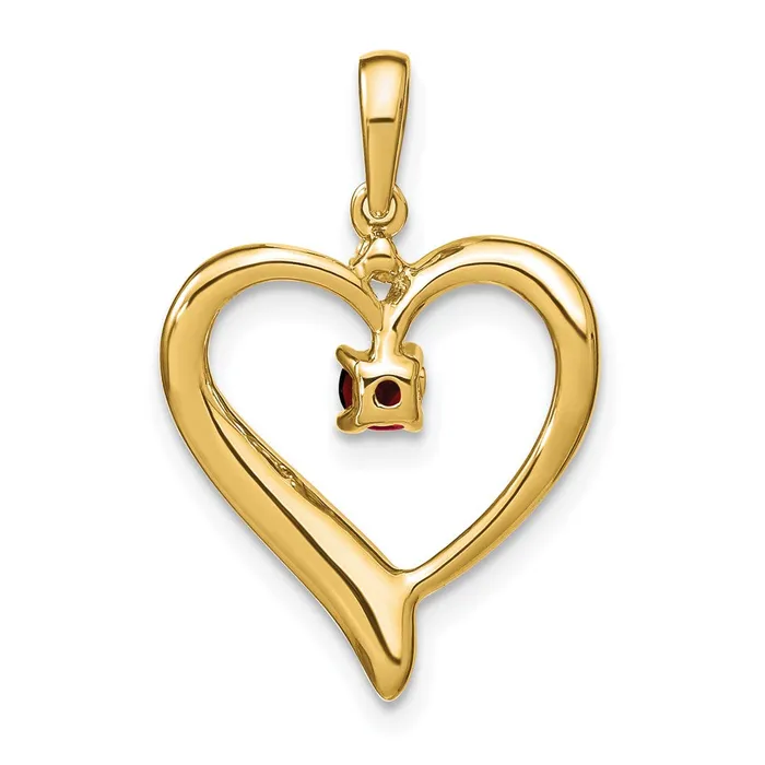 Qgold Necklaces 14k Garnet and Diamond Heart Pendant 175 grams Qgold Necklaces 14k Garnet and Diamond Heart Pendant 175 grams