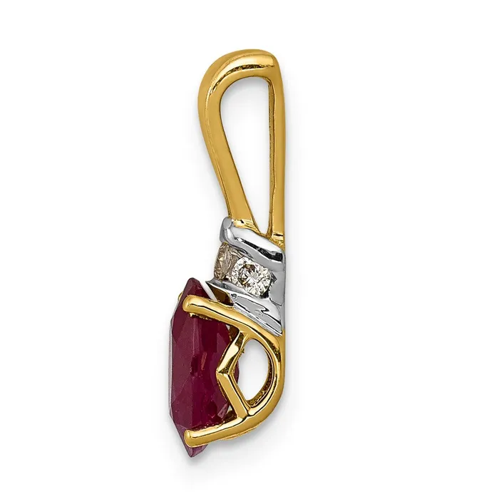 Qgold Necklaces 14k wRhodium Diamond and 66 Oval Ruby Pendant 065 grams Qgold Necklaces 14k wRhodium Diamond and 66 Oval Ruby Pendant 065 grams