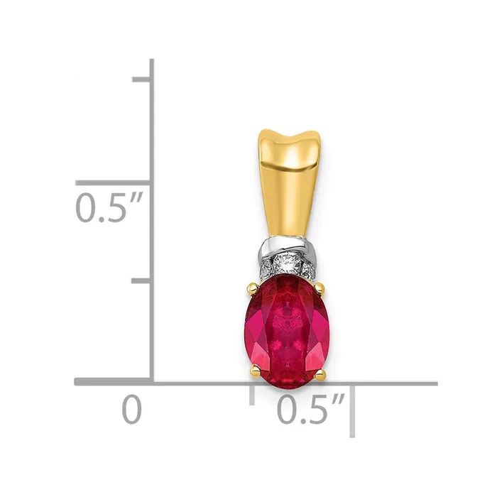 Qgold Necklaces 14k wRhodium Diamond and 66 Oval Ruby Pendant 065 grams Qgold Necklaces 14k wRhodium Diamond and 66 Oval Ruby Pendant 065 grams
