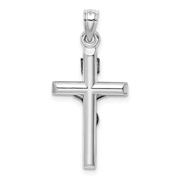 Qgold Necklaces 14k White Gold 15 mm Hollow Crucifix Pendant 085 grams