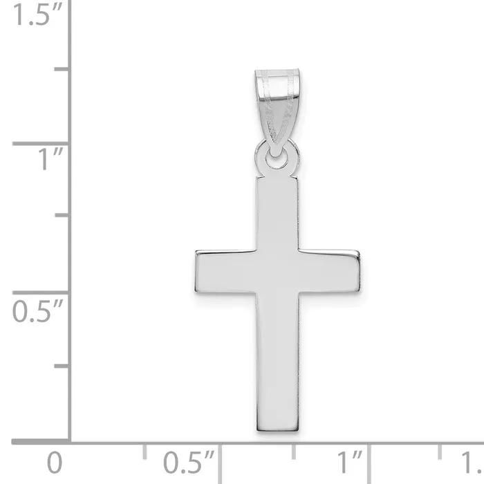 Qgold Necklaces 14k White Gold 15 mm Polished Cross Pendant 094 grams
