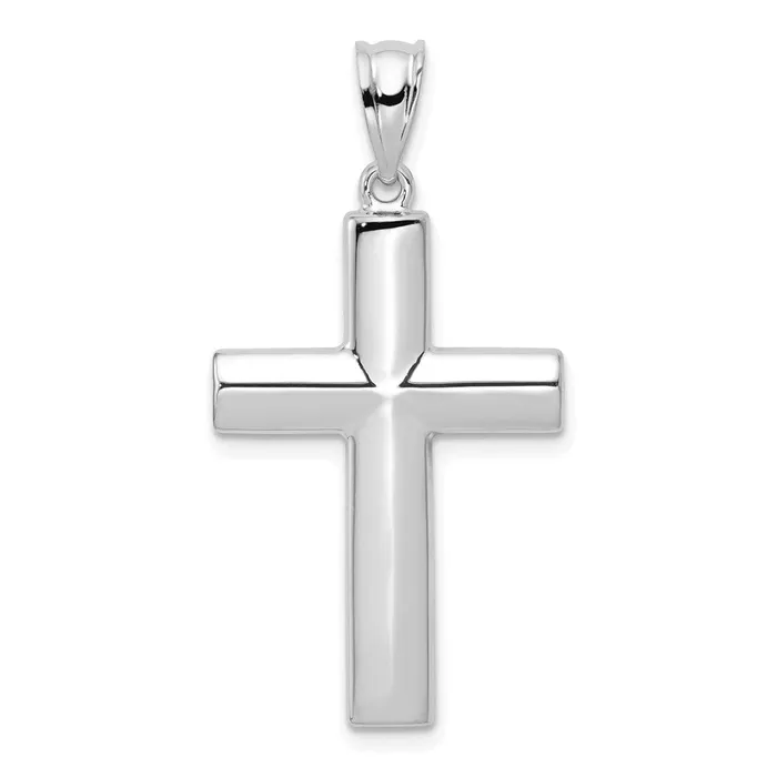 Qgold Necklaces 14k White Gold 175 mm Hollow Cross Pendant 132 grams