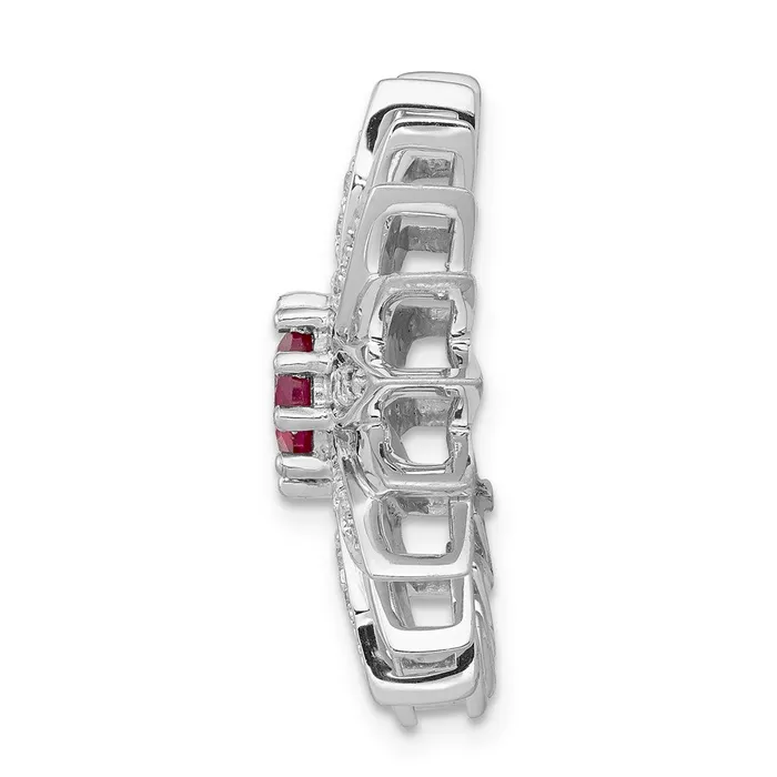 Qgold Necklaces 14k White Gold 38ct Diamond and Ruby Flower Chain Slide 555 grams Qgold Necklaces 14k White Gold 38ct Diamond and Ruby Flower Chain Slide 555 grams
