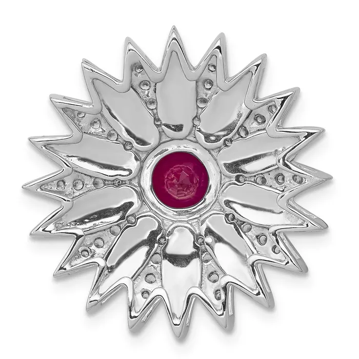 Qgold Necklaces 14k White Gold 38ct Diamond and Ruby Flower Chain Slide 555 grams Qgold Necklaces 14k White Gold 38ct Diamond and Ruby Flower Chain Slide 555 grams