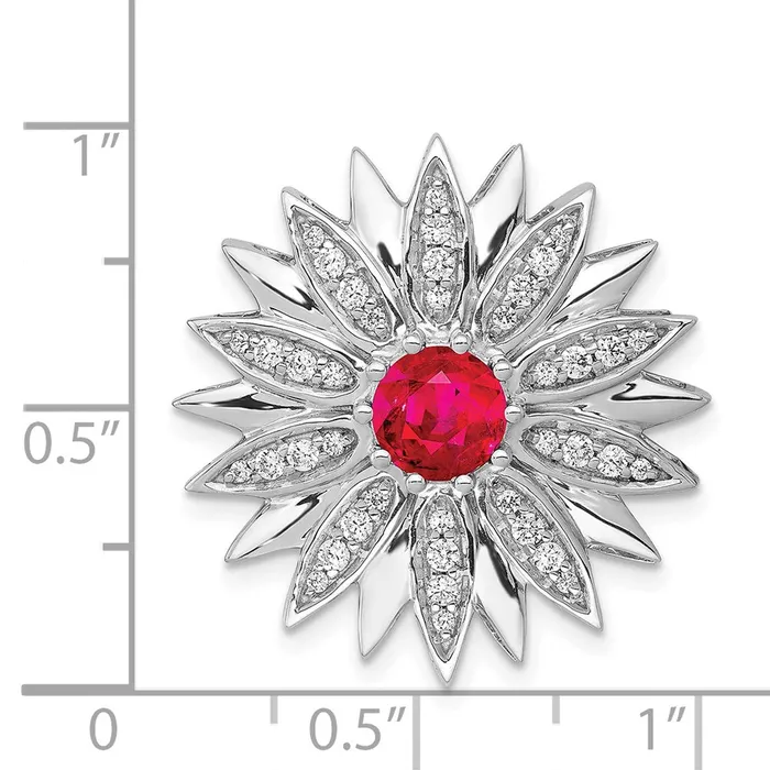 Qgold Necklaces 14k White Gold 38ct Diamond and Ruby Flower Chain Slide 555 grams Qgold Necklaces 14k White Gold 38ct Diamond and Ruby Flower Chain Slide 555 grams
