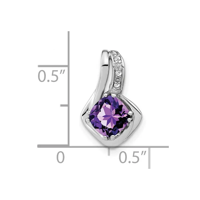 Qgold Necklaces 14k White Gold Amethyst and Diamond Chain Slide Pendant 125 grams Qgold Necklaces 14k White Gold Amethyst and Diamond Chain Slide Pendant 125 grams
