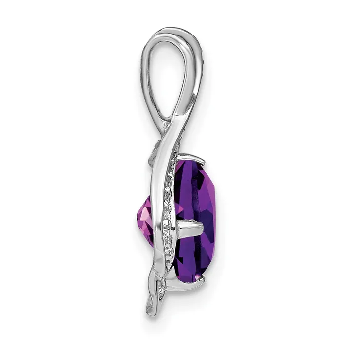 Qgold Necklaces 14k White Gold Amethyst and Diamond Pendant 13 grams Qgold Necklaces 14k White Gold Amethyst and Diamond Pendant 13 grams
