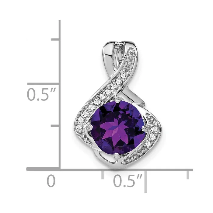 Qgold Necklaces 14k White Gold Amethyst and Diamond Pendant 13 grams Qgold Necklaces 14k White Gold Amethyst and Diamond Pendant 13 grams