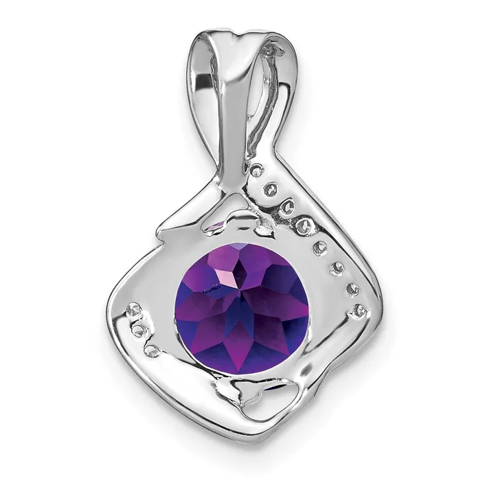Qgold Necklaces 14k White Gold Amethyst and Diamond Pendant 13 grams Qgold Necklaces 14k White Gold Amethyst and Diamond Pendant 13 grams