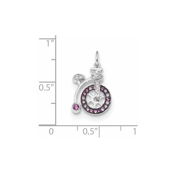 Qgold Necklaces 14k White Gold Diamond and Pink Sapphire Bicycle Pendant 116 grams Qgold Necklaces 14k White Gold Diamond and Pink Sapphire Bicycle Pendant 116 grams