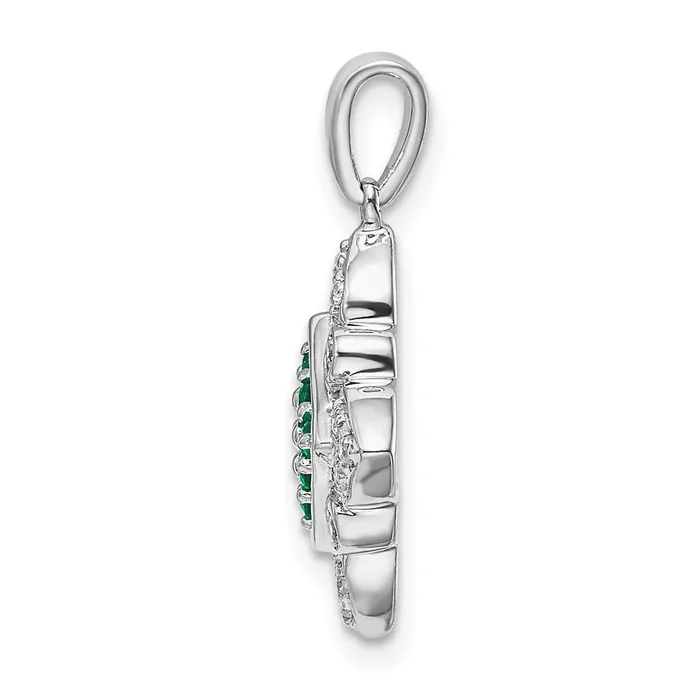 Qgold Necklaces 14k White Gold Emerald and Diamond Vintage Pendant 185 grams Qgold Necklaces 14k White Gold Emerald and Diamond Vintage Pendant 185 grams