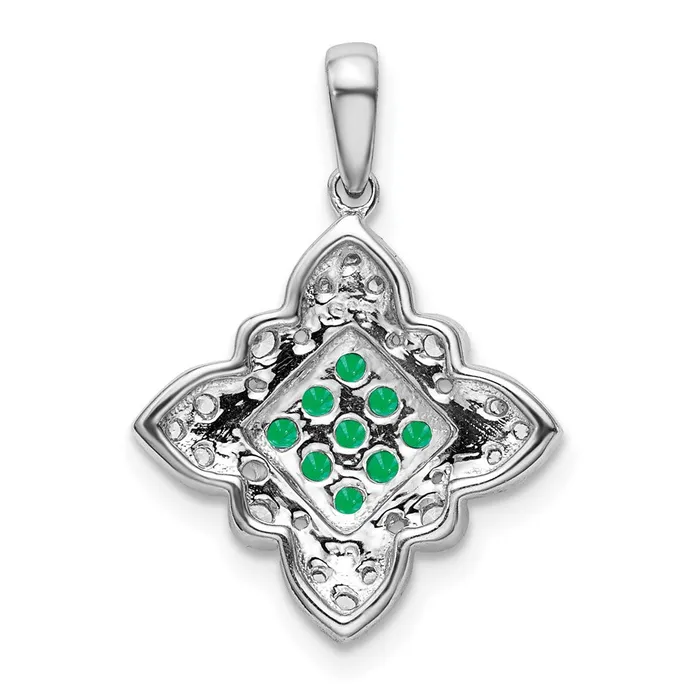 Qgold Necklaces 14k White Gold Emerald and Diamond Vintage Pendant 185 grams Qgold Necklaces 14k White Gold Emerald and Diamond Vintage Pendant 185 grams