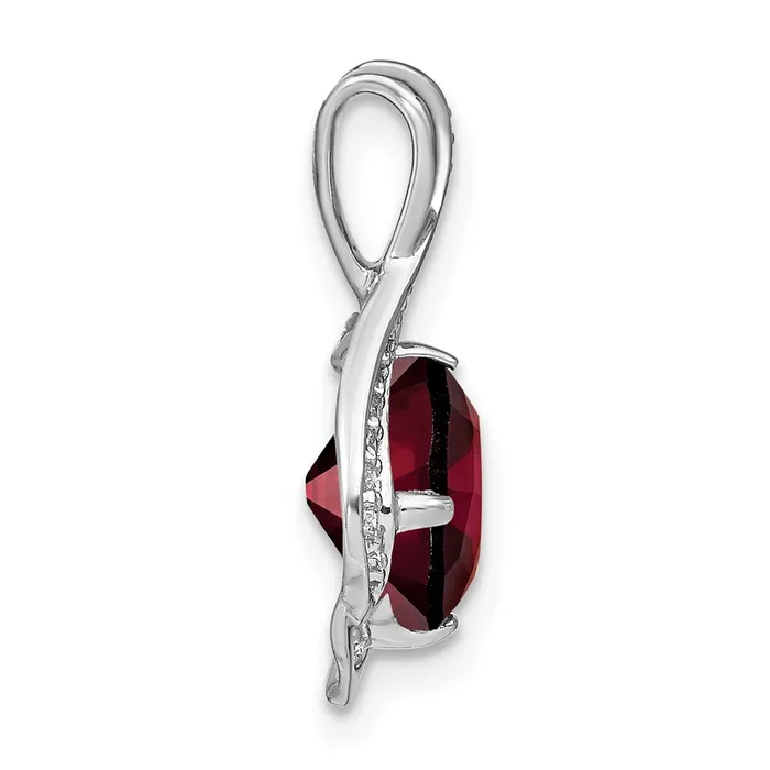 Qgold Necklaces 14k White Gold Garnet and Diamond Pendant 13 grams Qgold Necklaces 14k White Gold Garnet and Diamond Pendant 13 grams