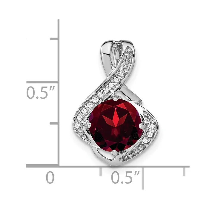 Qgold Necklaces 14k White Gold Garnet and Diamond Pendant 13 grams Qgold Necklaces 14k White Gold Garnet and Diamond Pendant 13 grams