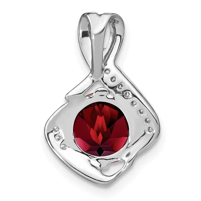 Qgold Necklaces 14k White Gold Garnet and Diamond Pendant 13 grams Qgold Necklaces 14k White Gold Garnet and Diamond Pendant 13 grams