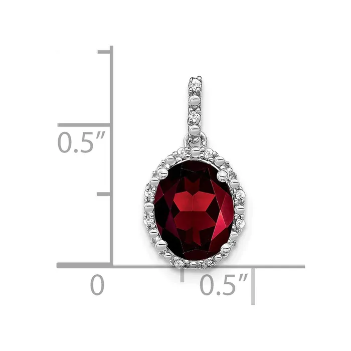 Qgold Necklaces 14k White Gold Oval Garnet and Diamond Halo Pendant 125 grams Qgold Necklaces 14k White Gold Oval Garnet and Diamond Halo Pendant 125 grams