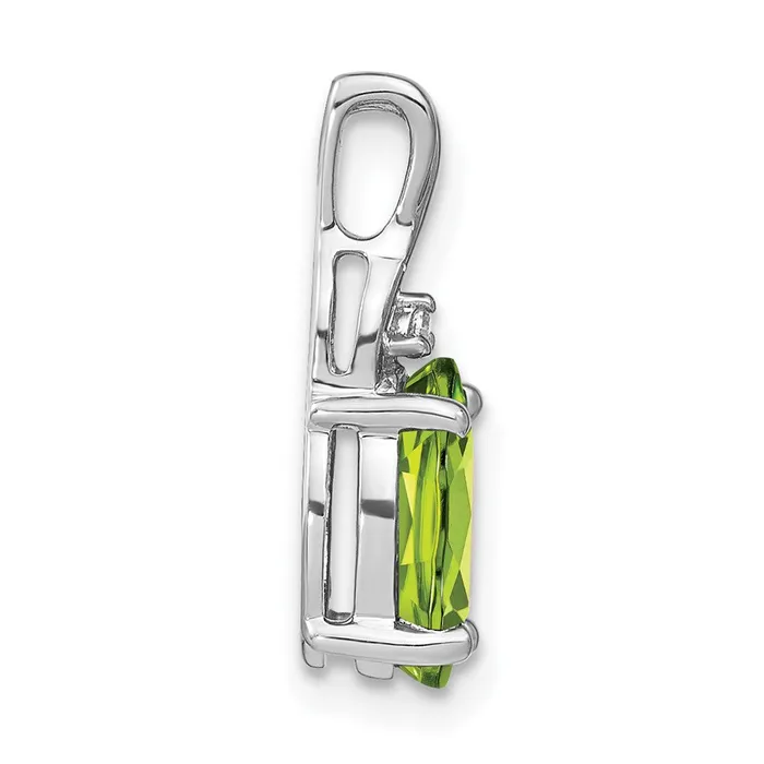 Qgold Necklaces 14k White Gold Oval Peridot and Diamond Pendant 095 grams Qgold Necklaces 14k White Gold Oval Peridot and Diamond Pendant 095 grams