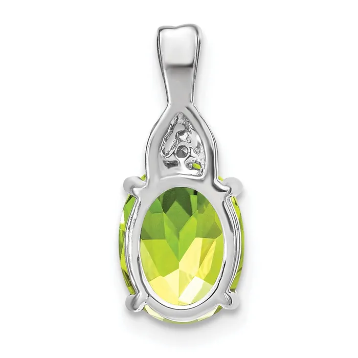 Qgold Necklaces 14k White Gold Oval Peridot and Diamond Pendant 095 grams Qgold Necklaces 14k White Gold Oval Peridot and Diamond Pendant 095 grams