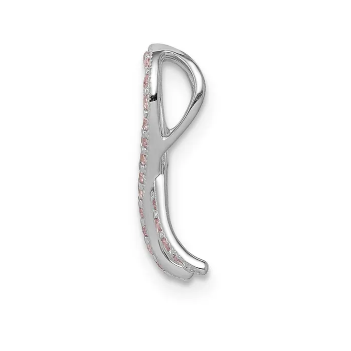 Qgold Necklaces 14k White Gold Pink Sapphire Awareness Ribbon Pendant 06 grams Qgold Necklaces 14k White Gold Pink Sapphire Awareness Ribbon Pendant 06 grams