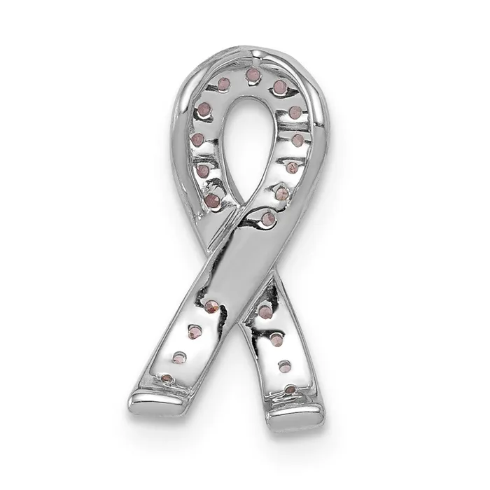 Qgold Necklaces 14k White Gold Pink Sapphire Awareness Ribbon Pendant 06 grams Qgold Necklaces 14k White Gold Pink Sapphire Awareness Ribbon Pendant 06 grams