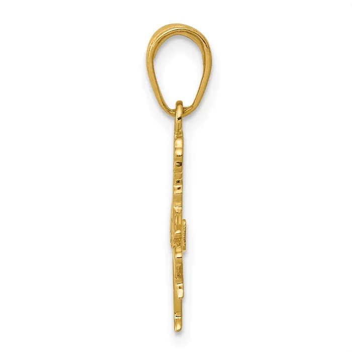 Qgold Necklaces 14k Yellow Gold 10 mm Cheerleader with PomPoms Pendant 07 grams Qgold Necklaces 14k Yellow Gold 10 mm Cheerleader with PomPoms Pendant 07 grams